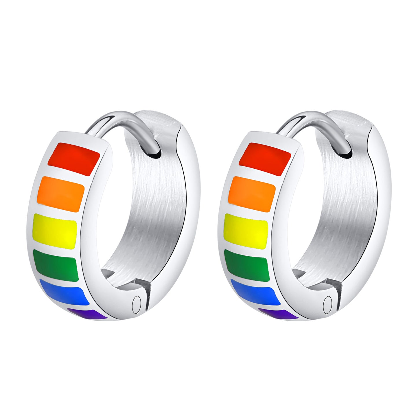Stainless Steel Rainbow Eardrop Ear Clip Earrings