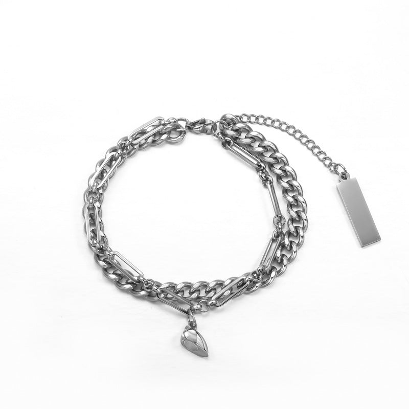 Women's & Men's Beating Couple One Pair Trendy Stitching Bracelets
