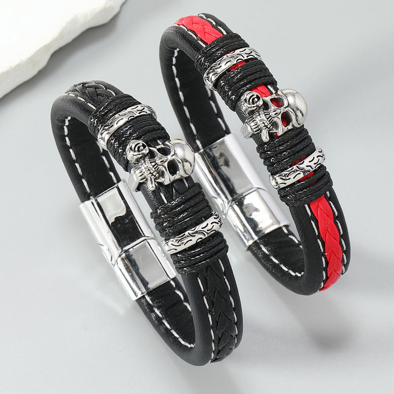 Men's Simple Accessories Hand-woven Leather Personality Magnetic Bracelets
