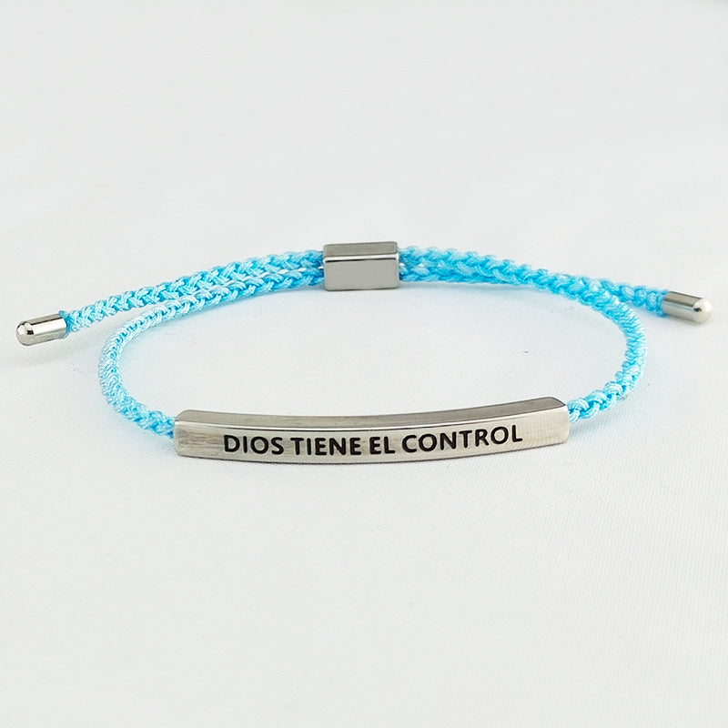 Stainless Steel Elbow Lettering Adjustable Length Letter Woven Bracelets