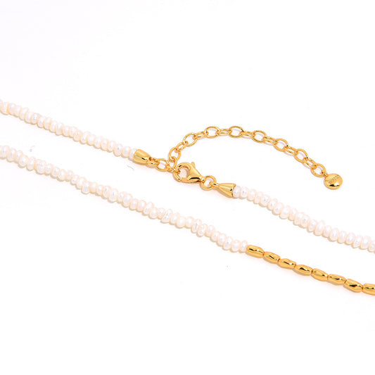 Luxury Small Sier Gold-plated Natural Pearl Necklaces