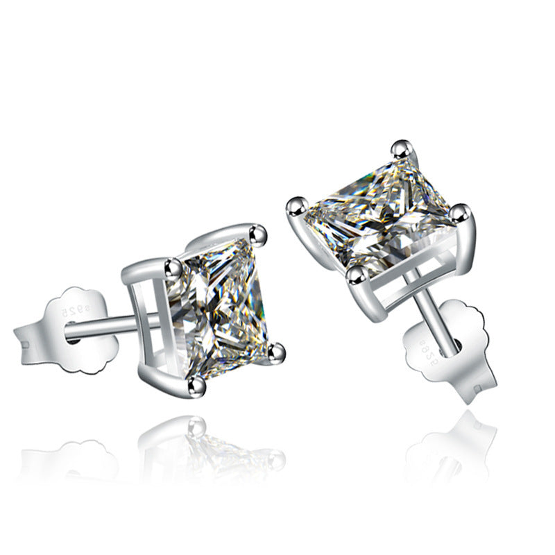 Sier Square Zircon Fashion Classic Princess Rings
