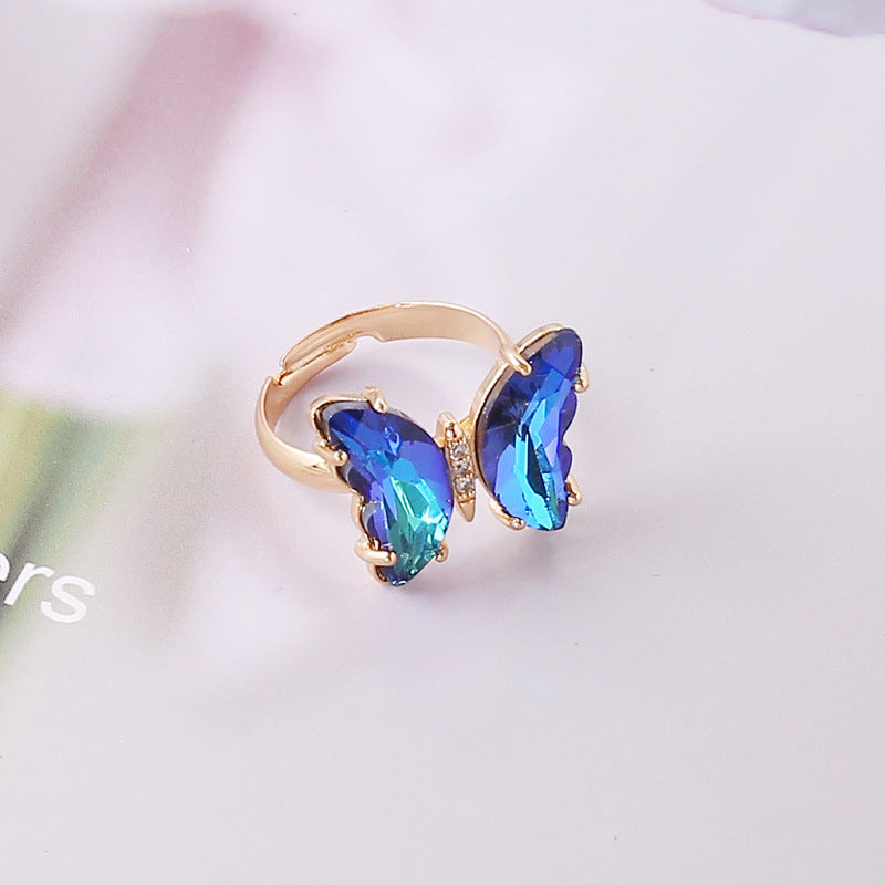 Women's Gradient Butterfly Female Personality Trendy Fashion Rings