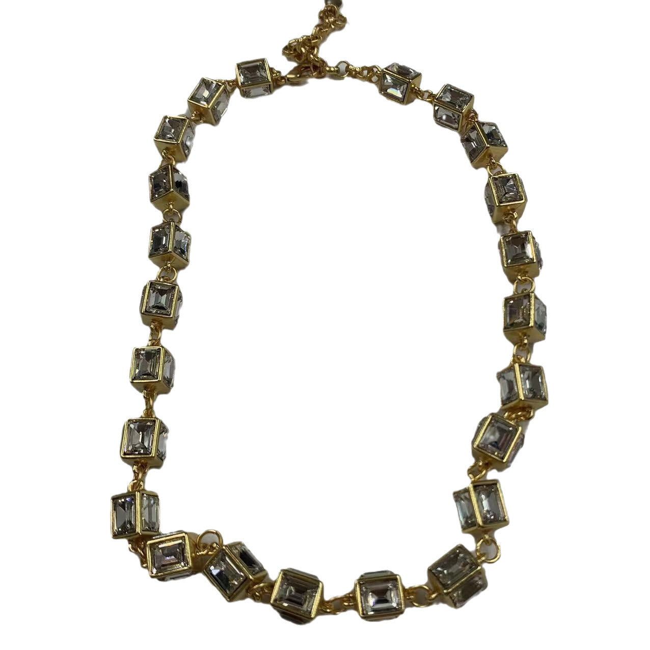 Electroplated Real Gold Bamboo Rectangular Cut Necklaces