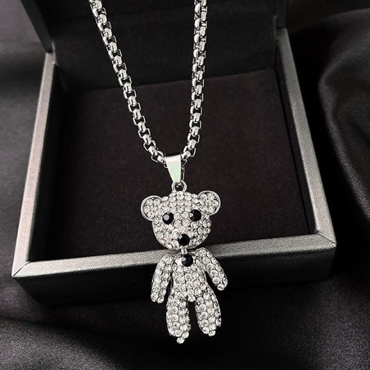 Full Diamond Bear Cute Cool Earth Necklaces