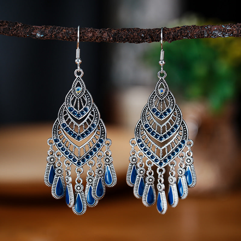 Spot Drill Drop Oil Vintage Craft Earrings