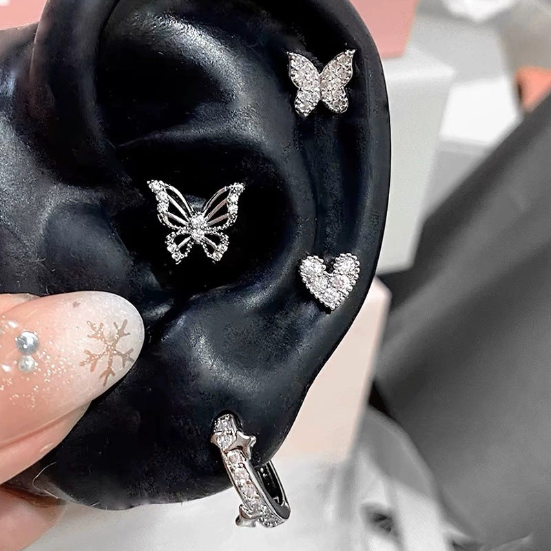 Letter Flash Ear Bone Set Flat Screw Earrings