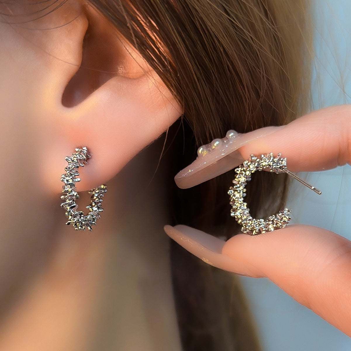 Sier Temperament French Style Special Interest Light Earrings