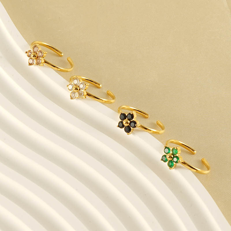 French Style Stainless Steel Colorful Heart-shaped Rings