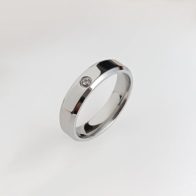 Style Fashionable Simple Diamond Titanium Steel Carved Rings