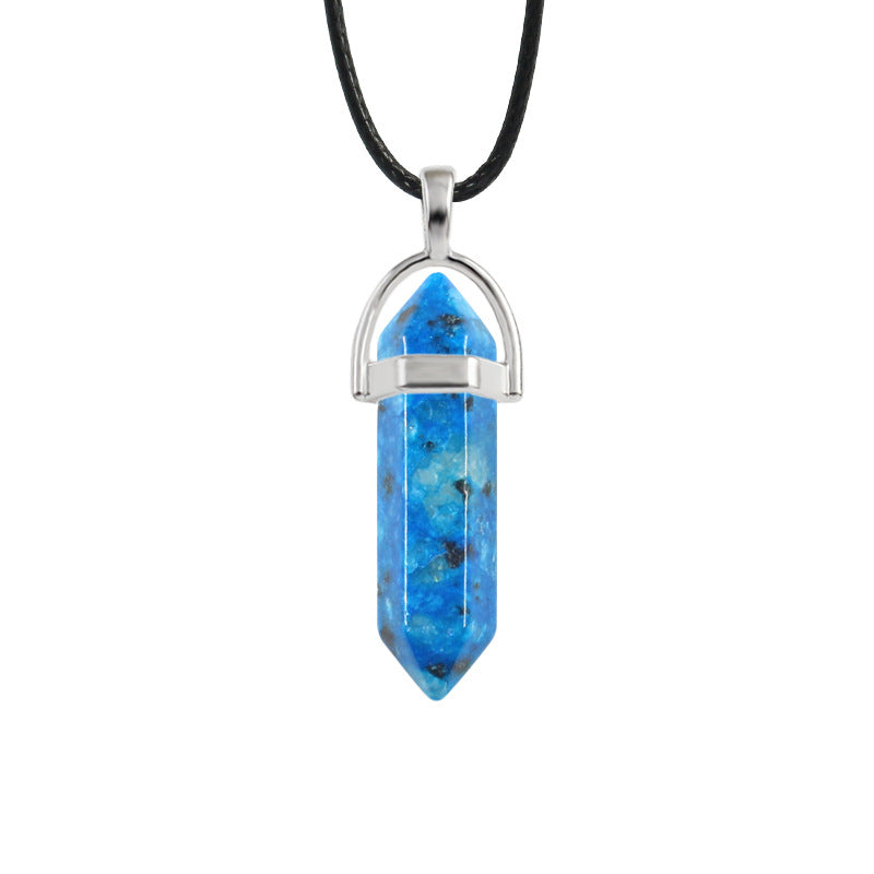 Natural Stone Hexagon Prism Fashion Crystal Necklaces