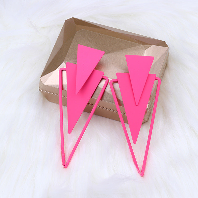 Triangle Stitching Spray Paint High Profile Earrings