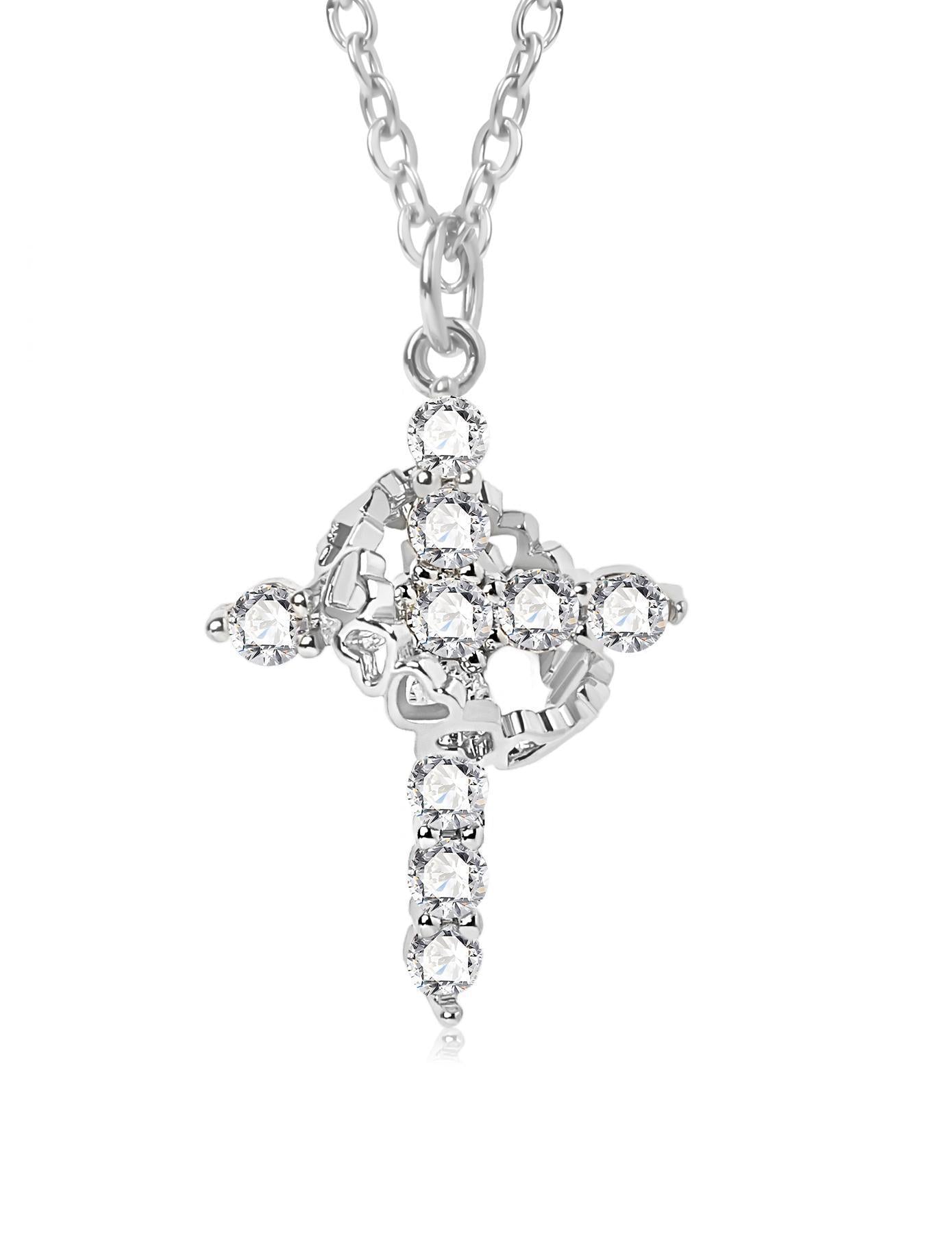 Women's Best-selling Cross Full Diamond Rotatable Love Mother's Day Necklace