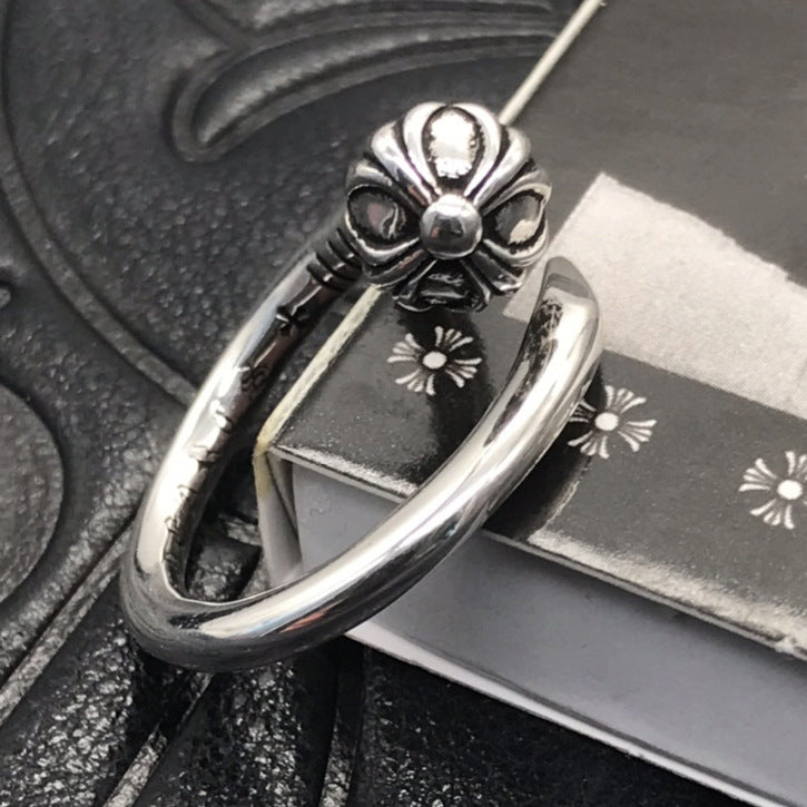 Sier Couple Thin Cross Five-pointed Star Rings
