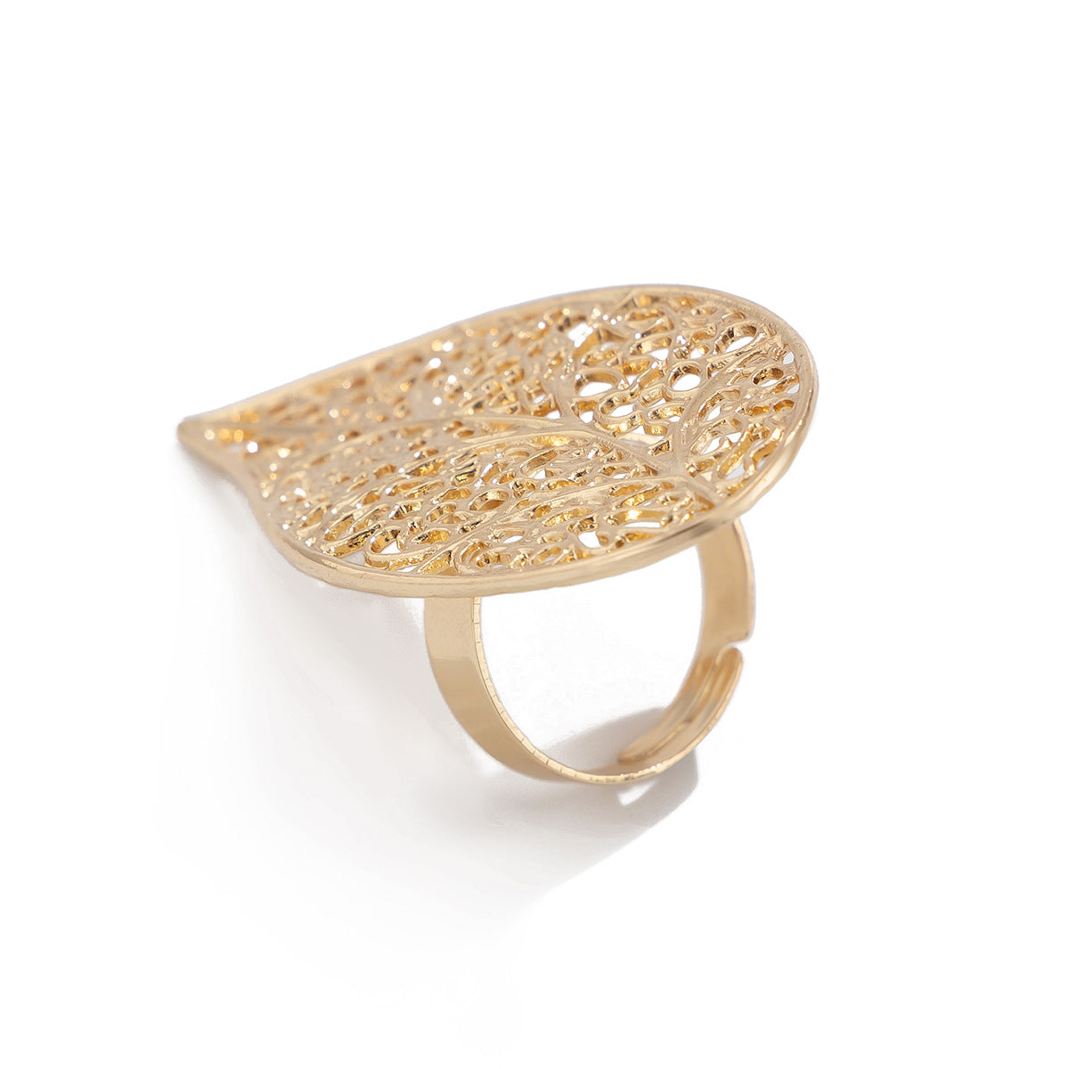Women's Bohemian Large Lotus Leaf Open Fan Knuckle Exaggerated Rings