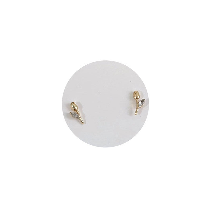 Tulip Female Sterling Sier Needle Rose Zircon Special Interest Earrings