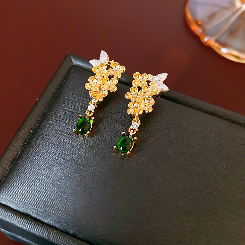 Chinese Style Flower Bamboo Tassel Fashion Trend Ear Hook Earrings