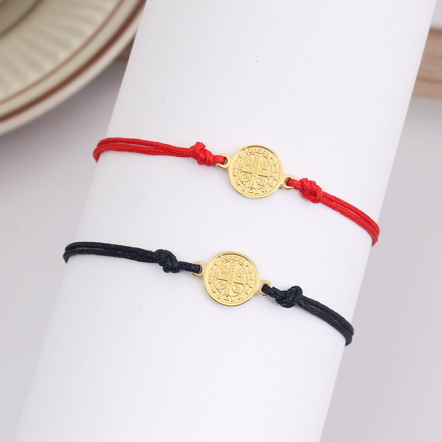 Women's & Men's Stainless Steel Holy Father Cross Hand-woven Bracelets