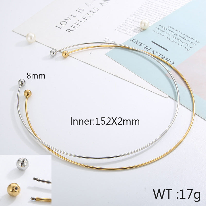 Women's Shaped Titanium Steel Simple Stylish Opening Collar