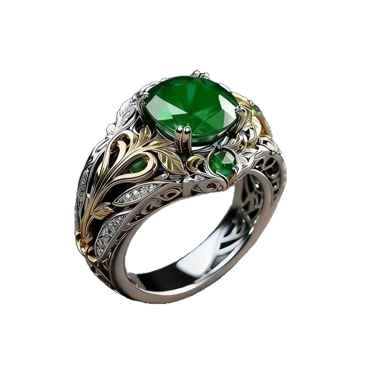 Popular Vintage Inlaid Simple Personality Straight Ring