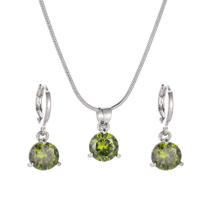 Jewelry Two-piece Set Round Multicolor Zircon Necklaces