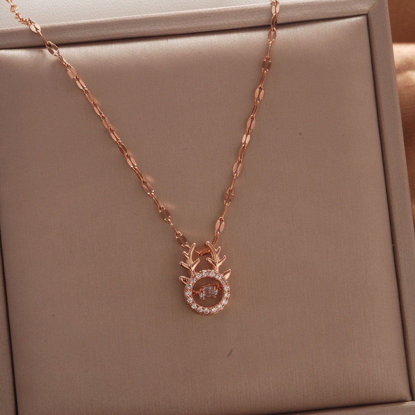 Women's Rose Gold Key Fu Lock Opal Korean Simple Fashion Necklaces