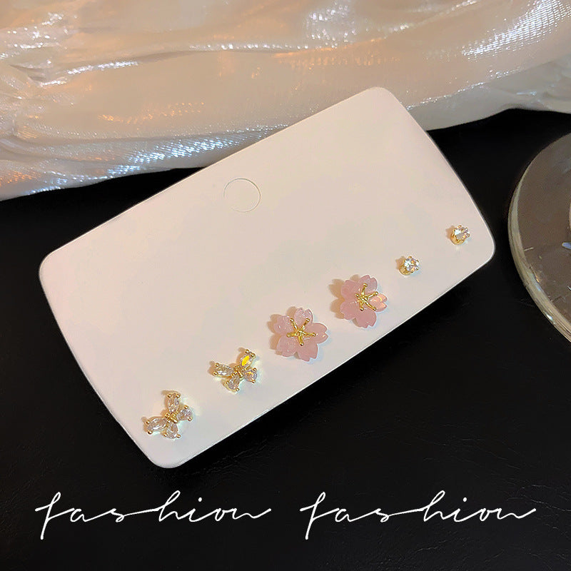 Sier Needle Korean Style Butterfly Fresh Sweet Cute Earrings