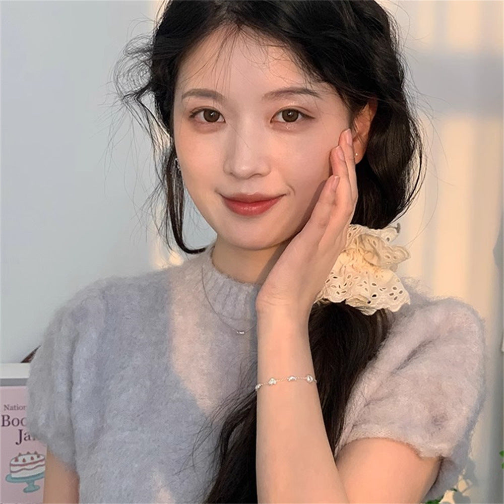 Women's Sier Bread Head Thin Design High-grade Bracelets