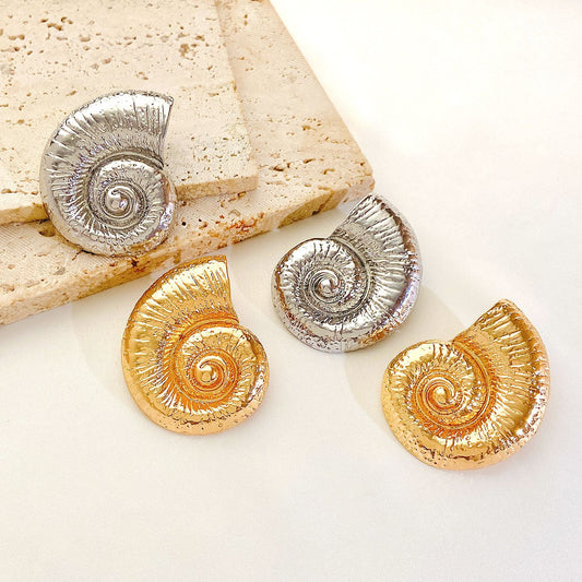 Beach Style Alloy Conch Female Retro Marine Earrings