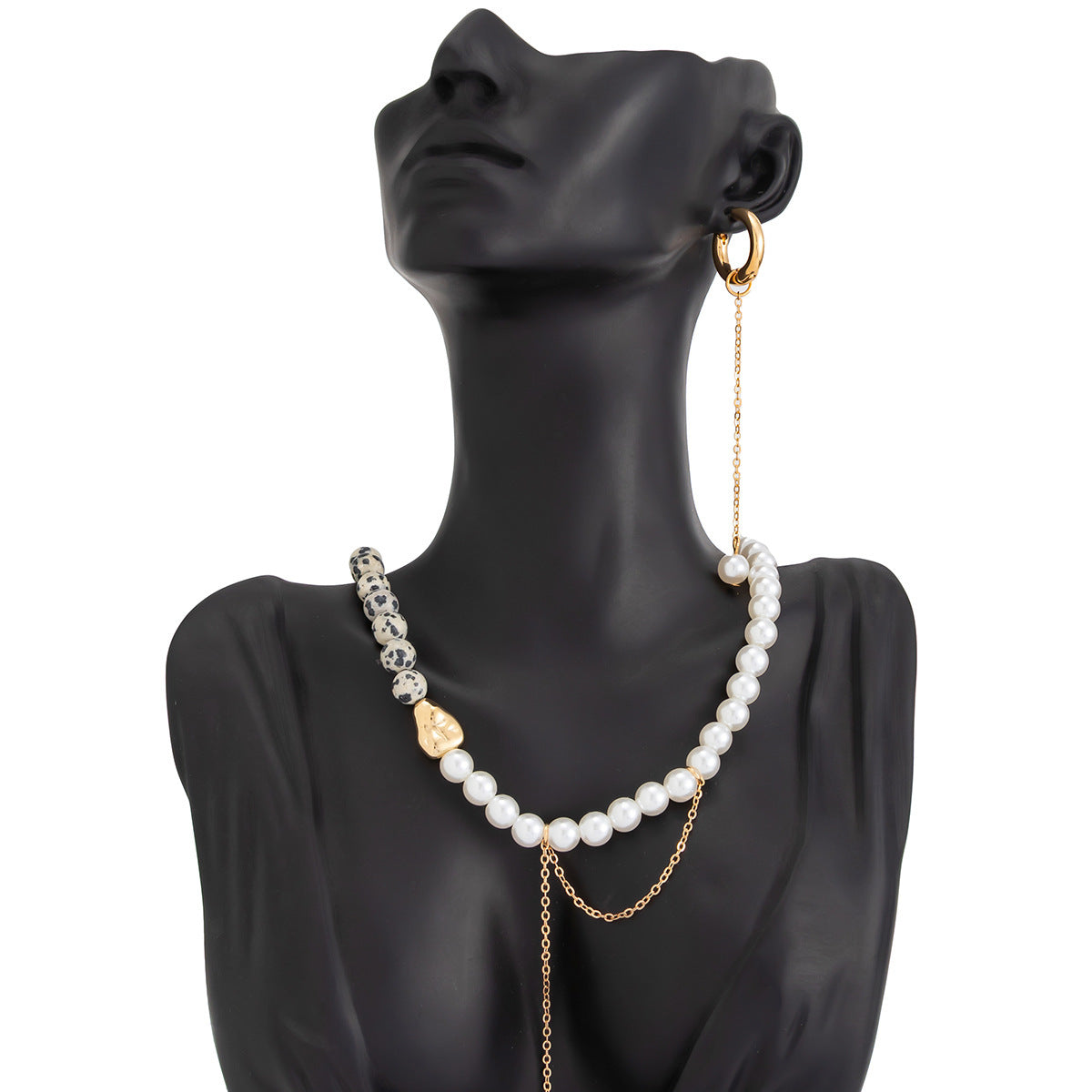 Personality Imitation Pearl Beaded Stitching Fashion Spot Acrylic Beads Chain Necklaces