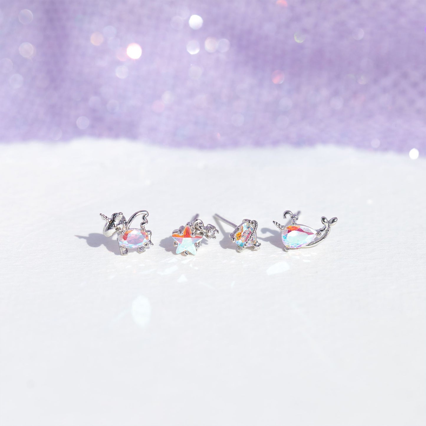 Unicorn Loving Heart Zircon Female Artistic Earrings