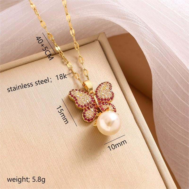 Titanium Steel Diamond Four-leaf Flower Female Necklaces
