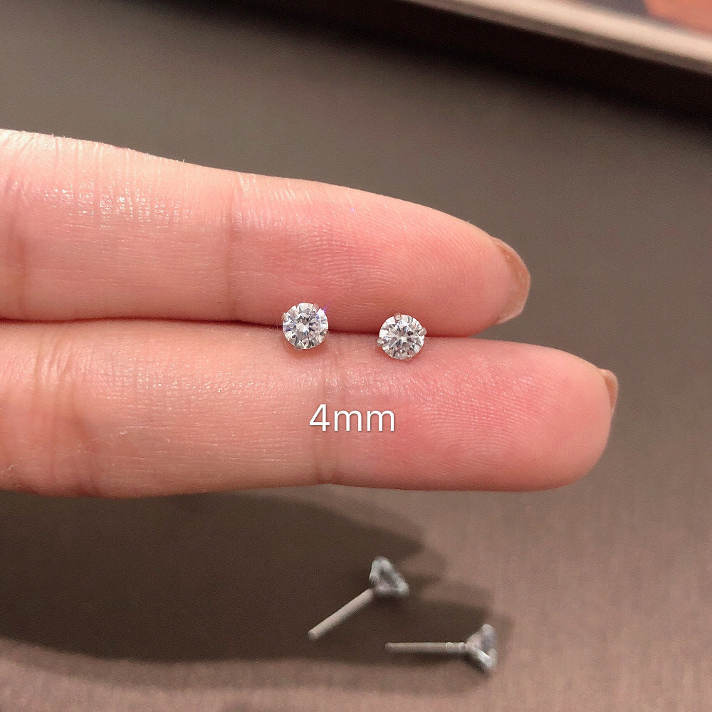 Women's & Men's Simple Sterling Sier Zircon No Need To Take Earrings