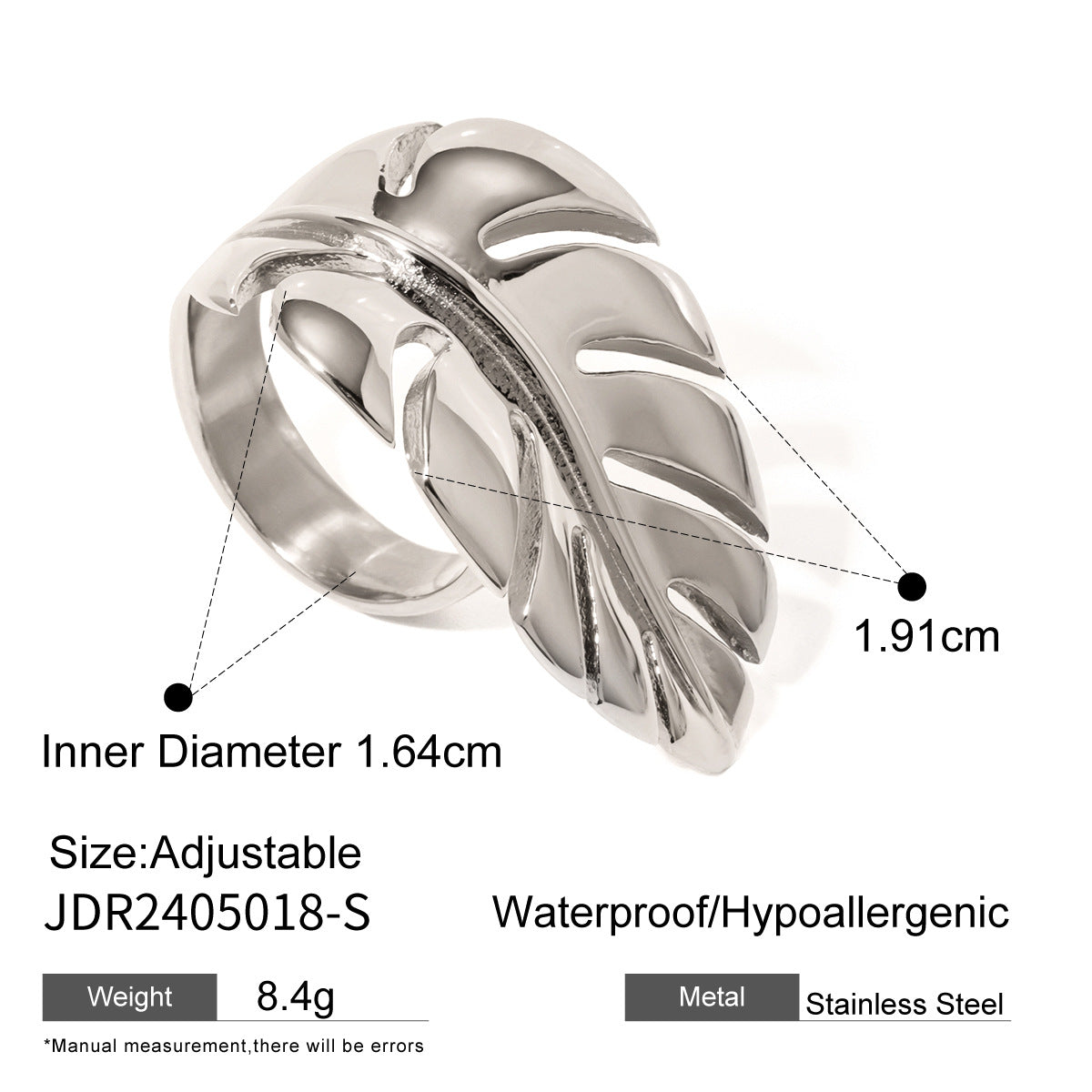 Minimalist Design Niche Leaf Feather Open Rings