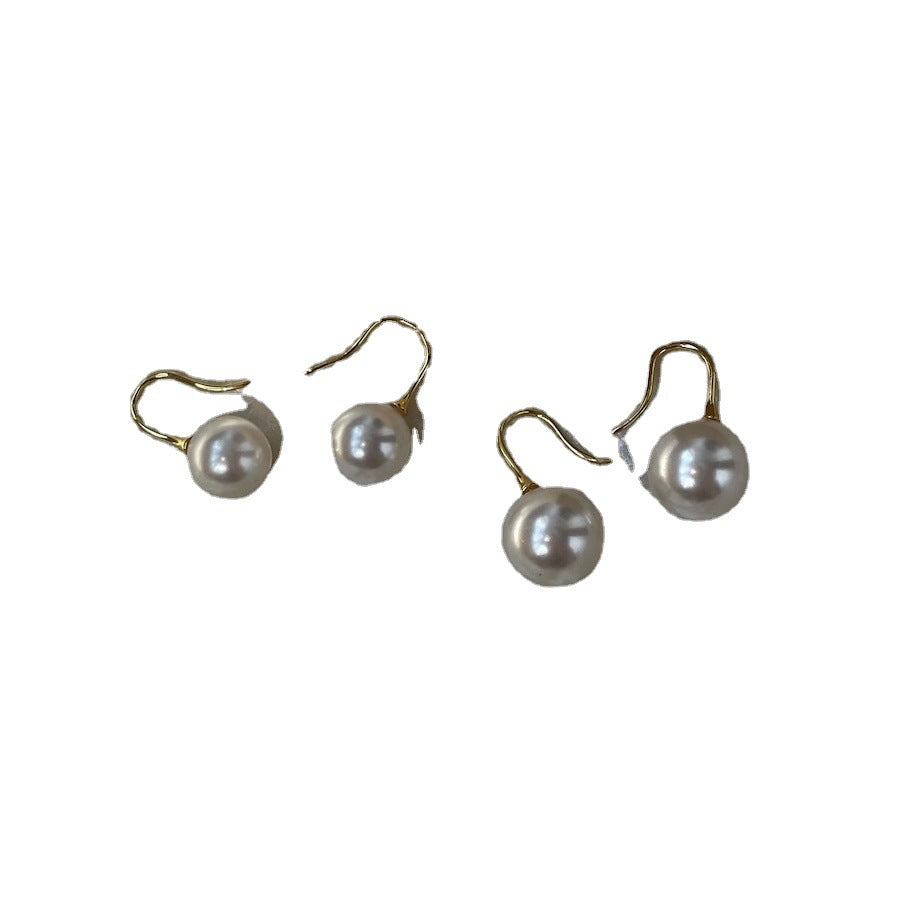 Elegant Perfect Circle Strong Light White Pearl Sterling Sier Gold Ear Hook