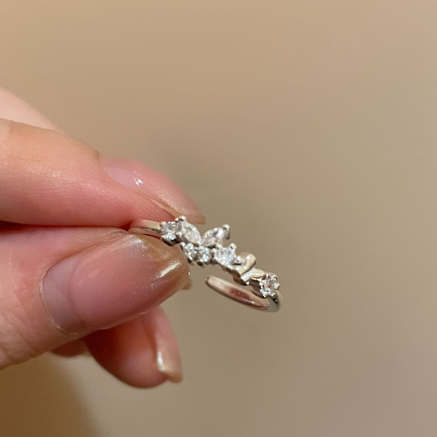 Rhinestone Butterfly Female Special Interest Light Luxury High-grade Rings