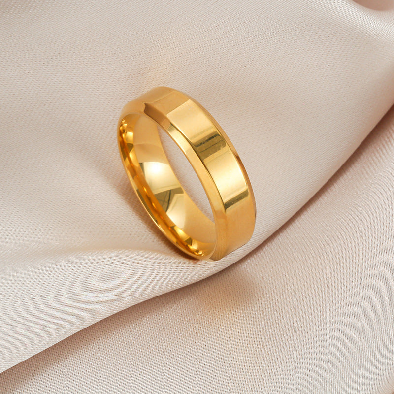 Steel Oblique Trimming Glossy Solid Color Plain Circle Rings