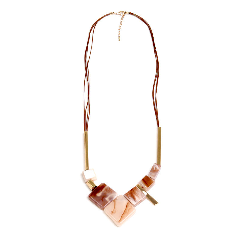 Fashion Wax Rope Acrylic Personalized Ethnic Style Long Sweater Chain Necklace