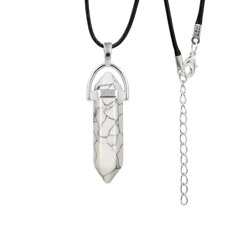 Natural Stone Hexagon Prism Fashion Crystal Necklaces