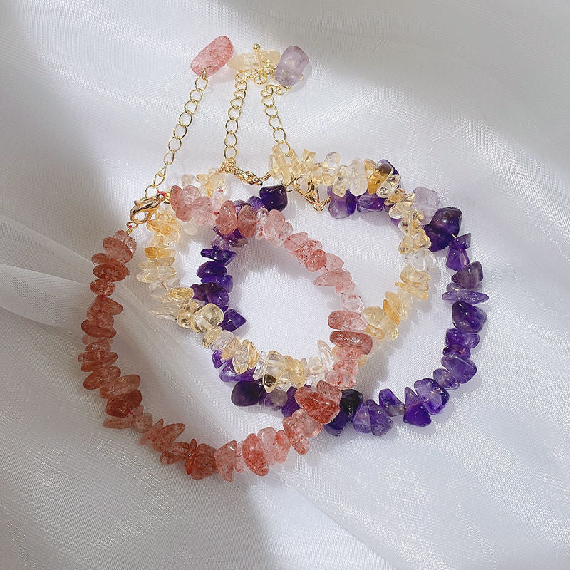 Broadcast Fresh Strawberry Quartz Amethyst Female Bracelets