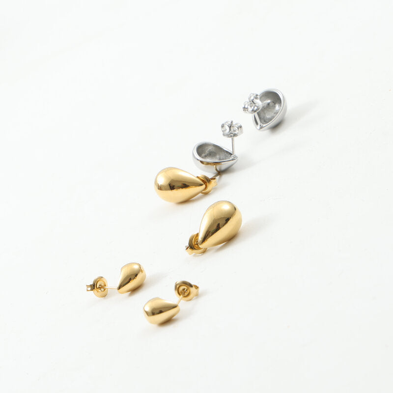 Mini Water Drop Titanium Steel Gold Stud Earrings