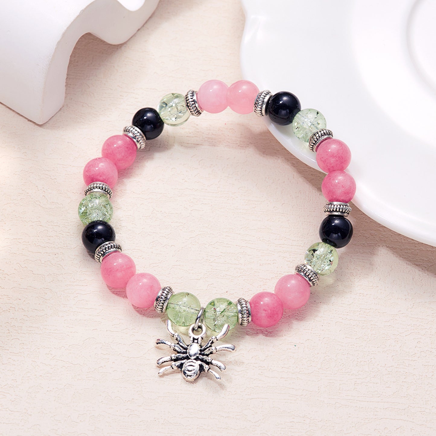 Women's Spider Love Magnetic Couple Elastic Beaded Bracelets