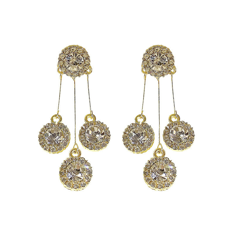 Women's Sparkling Full Rhinestone Tassel Light Luxury High-grade Jeweled Earrings
