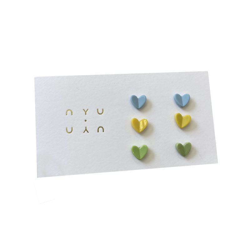 Ceramic Three-dimensional Colored Loving Heart Sweet Cute Earrings
