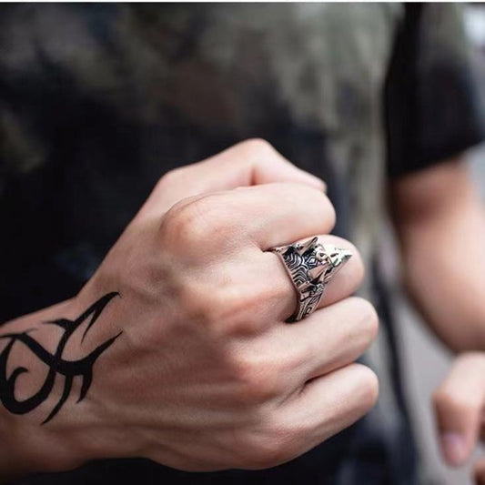 Sier Anubis Self-defense Broken Window Titanium Steel Rings