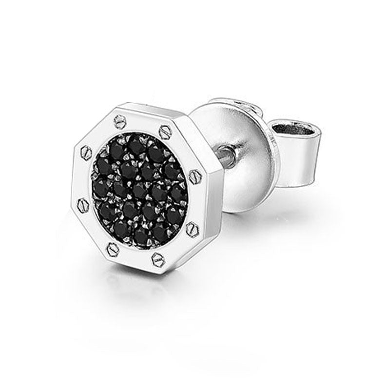 Men's Zircon Round Trendy Unique Pu Single Fashion Earrings