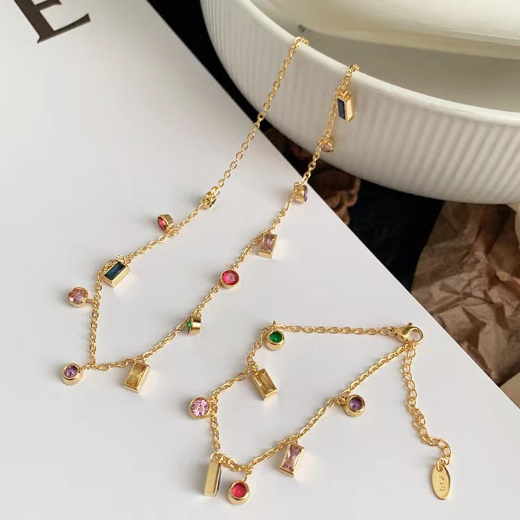 Women's Tassel Gold-plated Titanium Steel Zircon Full Necklaces