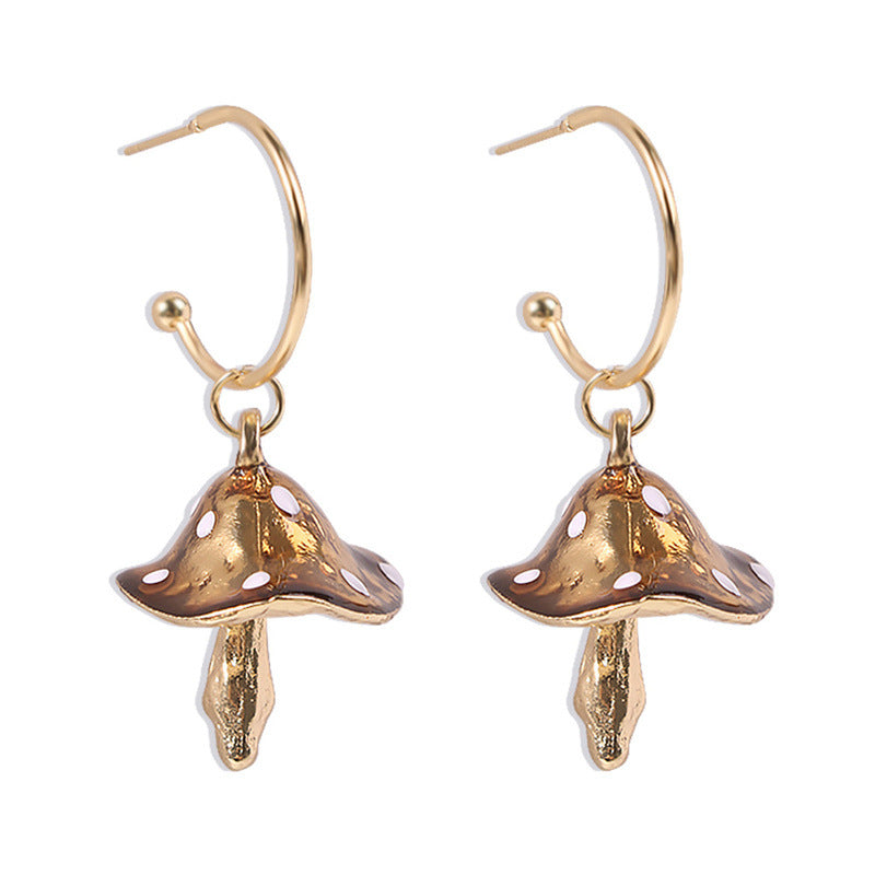 Cute Mori Style Small Mushroom Colorful Oil Creative Dream Fresh Earrings