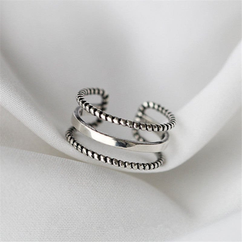 Retro Punk Distressed Snake Flower Personality Rings