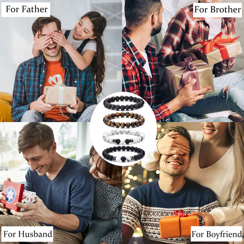 Women's & Men's Eye Hand-woven White Turquoise Suit Stretch Bracelets